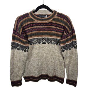 Vintage Alpaca Connections Sweater L Knit Southwestern Earth Tone Tribal Peru